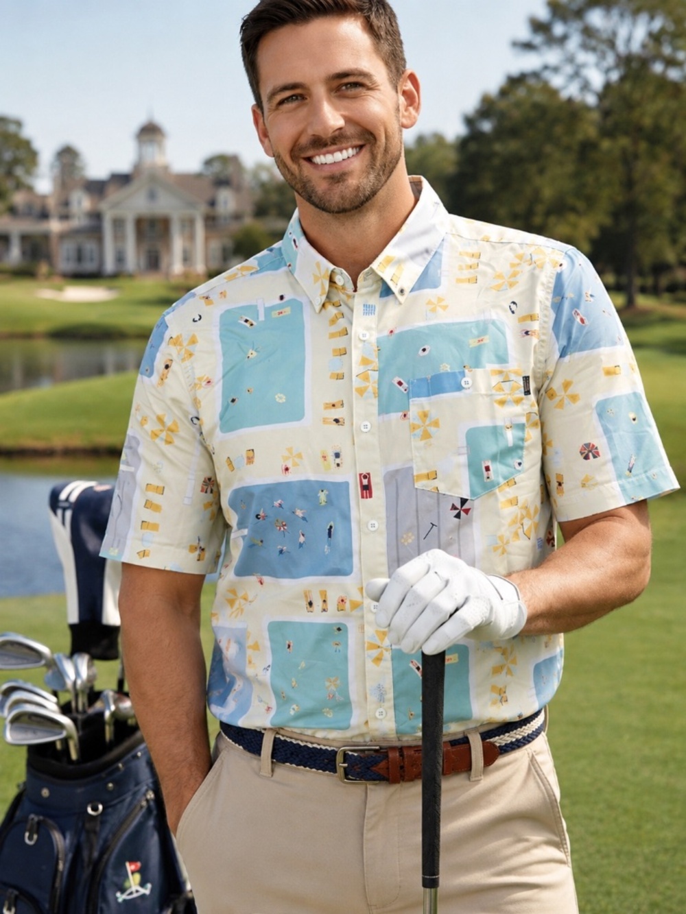 NWT William Murray Fish Outta Water Button Down | Men's 3XL Golf Resort Preppy